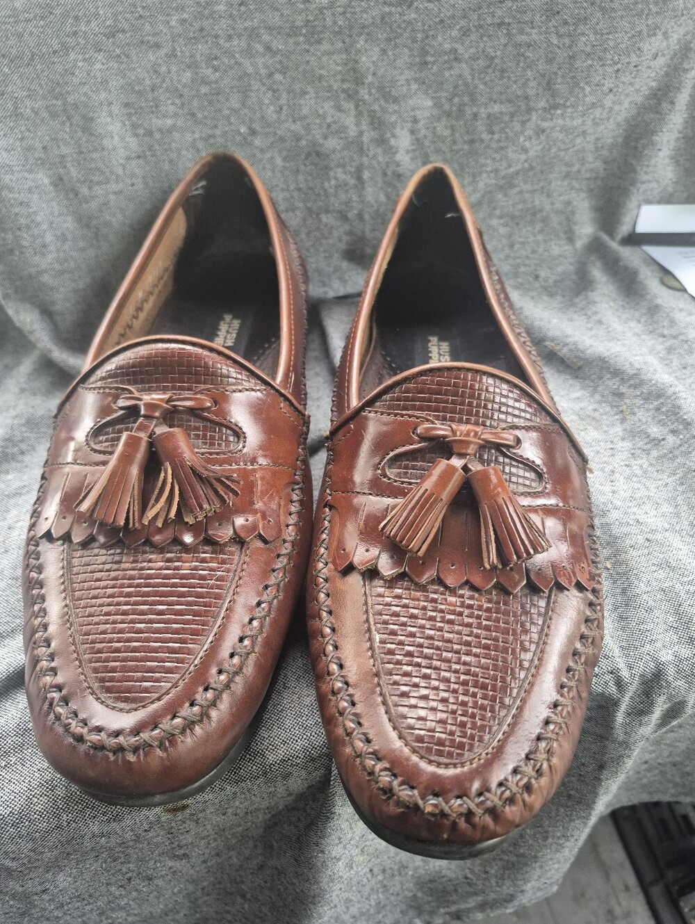 Hush Puppies Brown Tassel Kiltie Leather Loafers - Men's